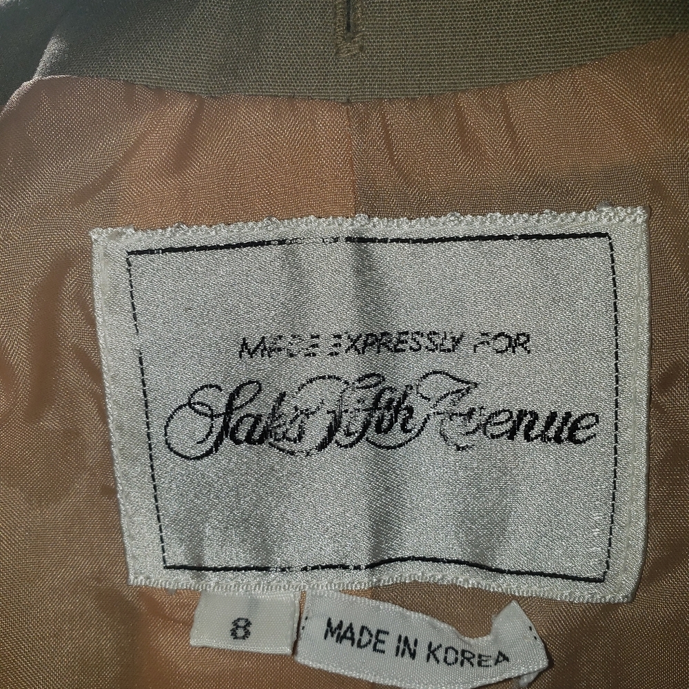 VTG Saks Fifth Avenue fox fur collar sheared fur lining nylon trench coat - Picture 15 of 16